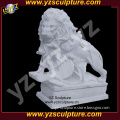 Hunan white marble lion statue AMSN-A038A